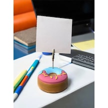 Pembe Mavi Pasta Desenli Donut Model Temalı Fotoğraf Not Tutacak Ofis Masası Not Tutacağı Hediyelik Pembe Mavi