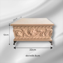 Ahşap- Ham Mdf- Desenli-takı-makyaj-çok Amaçlı- Ayaklı Kare Kutu