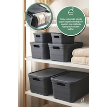 6 Parça Kapaklı Saklama Kutusu Seti Organizer Dolap İçi Düzenleyici Kutu 2x2.8lt 2x8.2lt 2x10.8 Lt Renkli
