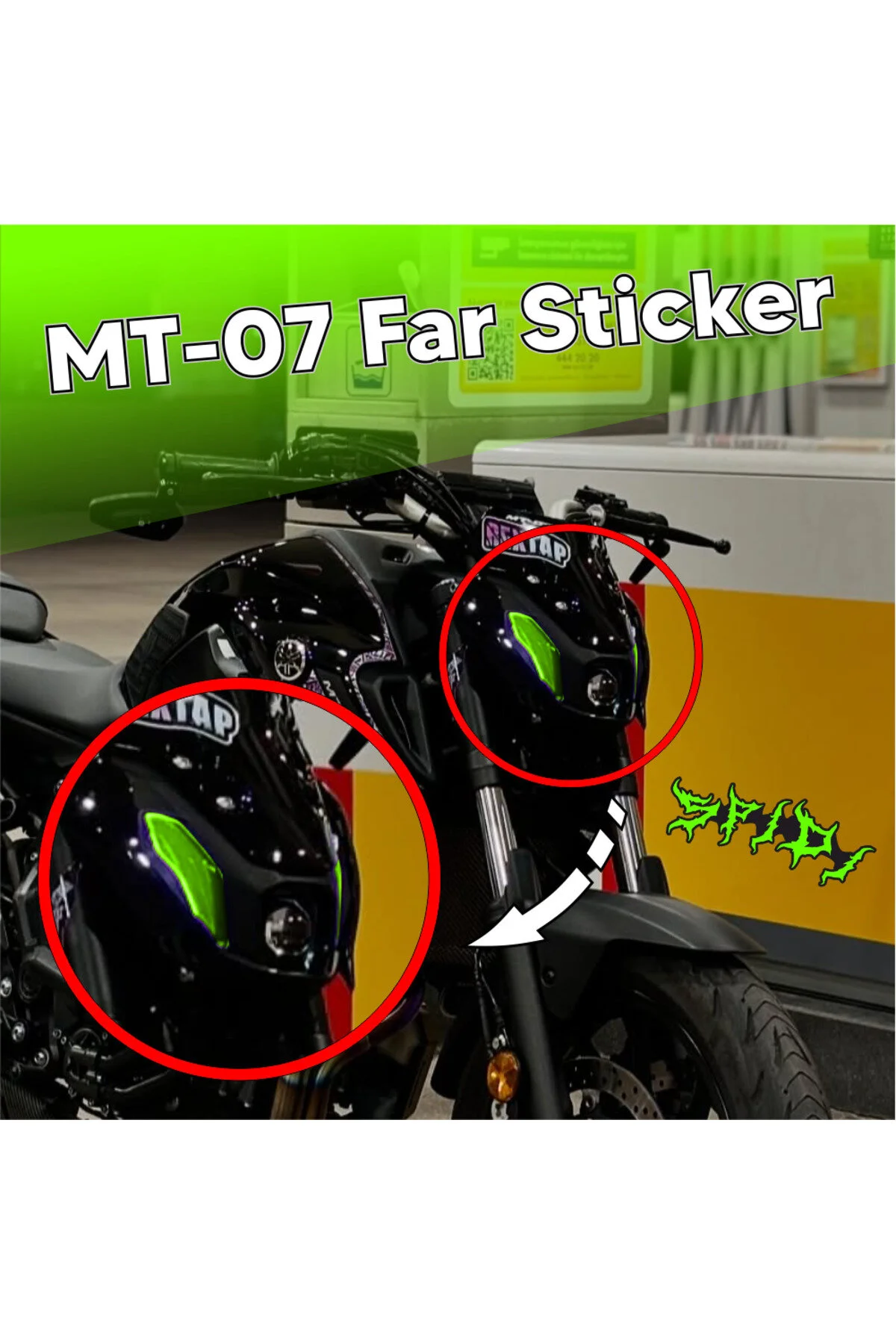 Mt-07 Neon Yeşil Far Sticker