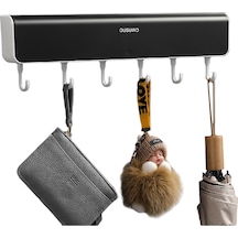 Reedark Duvar Takılı 6 Kanca Ve 4 Bölmeli Ahşaplık, Kolay Kurulum, 5 Kg Yük Taşıma, Ev/ofis/okul İçin Organize Rahatlık Siyah