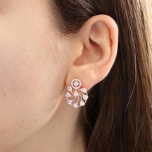 Effective Diamond Işıltı Yağmuru Rose Renk Gümüş Küpe