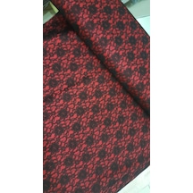 Abiyelik Elbiselik Kendinden Astarli Güpürlü Kumaş Siyah-Kırmızı