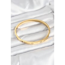 316l Çelik Gold Renk Zirkon Taşlı 65 Mm Kadın Kelepçe Bileklik - Lisinya Çok Renkli