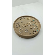 Silindir Model Süet Kumaş 20/20 Cm Batırmalı Sütlü Kahve Küpe-piercing Tablası