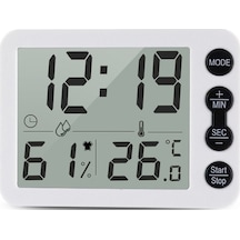 Rogfer Ts-9606-wb Geniş Ekran Alarm Zamanlayıcı Sıcaklık Nem Ölçer Beyaz Siyah Beyaz + Siyah