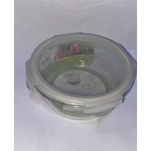 Yuvarlak Cam Saklama Kabı Kilitli Kapaklı, Hava Geçirmez 750cc 1 Lt Arası Beyaz