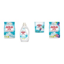Aquabor Doğal Mineralli 4 Kg Beyaz + Sıvı Beyaz + Tablet + 4 Kg Renkliler 4 Lü Set
