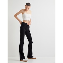 Koton İspanyol Paça Pantolon Modal Kumaş Slim Fit Standard Bel Siyah 4sal40111ık Siyah