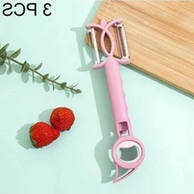 Ulzyvf 3 Adet 7 Si 1 Arada Çok Fonksiyonlu Şişe Açacağı Soyacak Rende Pembe Kullanışlı Set Pembe