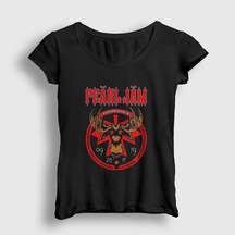 Presmono Kadın Moose Pearl Jam T-shirt Siyah