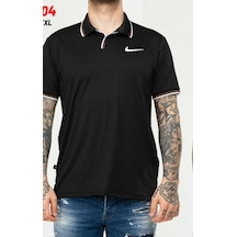 Nike Ef-4504 Erkek Polyester Mesh Polo Yaka T-shirt Siyah
