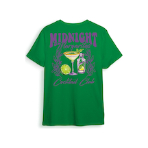 Midnight Margaritas Ön Ve Arka Baskılı %100 Pamuk Unisex Regular Fit T-shirt Yeşil