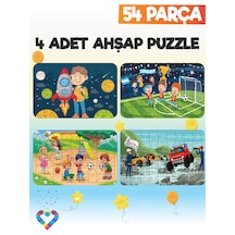 Ahşap 54 Parça 4 Adet Çocuk Puzzle