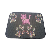 Elekli Desenli Kedi Tuvalet Önü Paspası, 60 X 45 Cm - Pembe 21 x 21