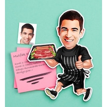 Kişiye Özel Bay Chef Karikatürlü Ahşap Magnet-8