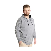 Mode Xl Erkek Hırka Kapson Fermuarlı Steel Interlock 21600 Gri Melanj 001