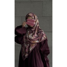 Qalortex Scarf Pamuklu Soft Fırça Desen Eşarp-gül Kurusu