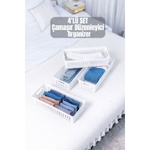 4'lü Beyaz Dolap Içi Düzenleyici Organizer Set - Çok Amaçlı Çekmece Içi Organizer Plastik 33 X 33 Be Diğer