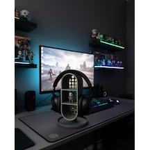 Elana Design Raflı Gamer Kulaklık Standı & Masa Üstü Organizer 1 Adet Mini Figür li - Galaksi Gri
