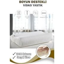 Ortopedik Visko Yastık Boyun Fıtığı Boyun Düzleşmesi Boyun Ağrısı Destekli Lüks Yastık,, Beyaz, Standart Açık Indigo