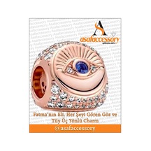 Üç Yönlü Bronz Charm Göz El Ve Buğday Gümüş Kaplama