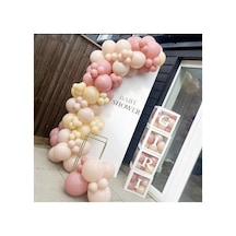 Pastel Balon Zinciri Sütlü Kahve Toz Pembe Ve Deniz Kumu 100 Adet A