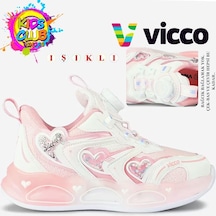 Vicco Benetti Akıllı Bağcıklı Işıklı Ortopedik Çocuk Spor Ayakkabı Pudra