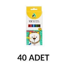 40 Adet Kuru Boya Kalemi 12 Renk Tam Boy Karışık