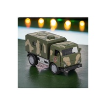 Metal Çek-bırak Işıklı Askeri Araç Yeşil Kamuflaj 13cm X 6cm X 5c