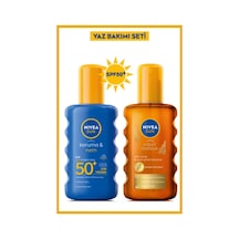 NIVEA Sun  Güneş Koruyucu Nemlendirici Vücut Spreyi SPF50 200 ML + Karoten Doğal Bronzlaştırıcı Sprey 200 ML