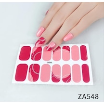 Tırnak Oje Sticker Nail Art Set Za548, 14'lü Pembe Kırmızı