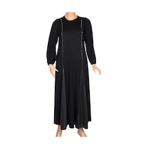 Hermevsim Kadın Başak 2 İplik Taşlı Eteği Kombinli Siyah Elbise 001