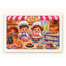 Çocuklar Mutfakta - Eğitici - 24 Parça Ahşap Puzzle