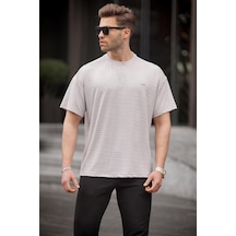 Madmext Boyalı Gri Oversize Bisiklet Yaka Erkek Tişört 6191-boyalı Gri Boyalı Gri