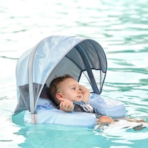 Mambobaby Yüzme Simidi - Mavi Kelebek, Emniyetli, Gölgelikli Ve Ayak Destekli