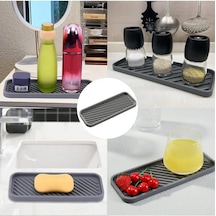 Silikon Yağdanlık Yağlık Standı Altlık,çok Amaçlı Organizer Sunumluk,sabunluk Altlığı 1 Adet Gri Siyah