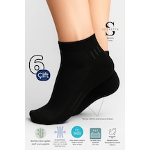 Socketta Kadın Bambu Dikişsiz 6'lı Esnek Patik Çorap Premium Siyah