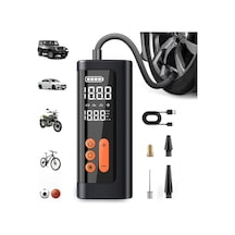 Carrier Siyah Taşınabilir Lastik Şişirme Pompası 150 Psı Dijital Göstergeli Kablosuz Hava Kompresörü Araba Motosiklet Bisiklet Top İçin