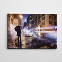 Şemsiyeli Adam Işıklı Dekoratif Dev Boyut Kanvas Tablo 100 X 140 Cm
