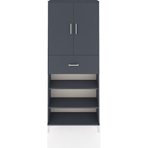 Arges Dolap 5 Raflı Tek Çekmeceli 2 Kapaklı 88x30x221 Antrasi... Antrasit