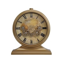 Premium Serisi Modern Kadranlı Döner Çarklı 32x28 Cm Ev Ve Ofis Masa Ve Duvar Saati Roma Rakamlı Harita Baskılı 0240-beyaz-şekilli-48cm
