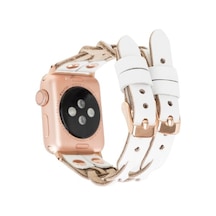 Bouletta Apple Watch Uyumlu Deri Kordon York Double Tour F3 Beyaz