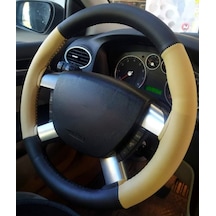 Fiat Linea Uyumlu Direksiyon Kılıfı Dikmeli Iki Renkli 4 Prc Bej Siyah 10.3cm