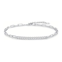 0.30 Karat Moissanite Taşlı Suyolu Kadın Gümüş Bileklik Gümüş