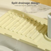 Yeşil Lavabo Musluğu Drenaj Mat Mutfak Sıçrama Koruması Kurutma Mat Çok Fonksiyonlu Lavabo Organizasyon Tepsisi Ev İçin