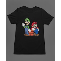 Bumeta Super Mario Lugi Ateri Game Unisex Tişört T-shirt Siyah