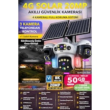 4 Kamera 3 Hareketli 20mp Sım Kartlı Solar 4g Güneş Enerjili Güvenlik Kamerası İnternt Sd Kart Dahil 51214796