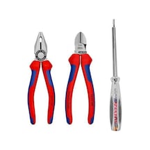 Knipex 3'lü Set Kombine Pense 180 MM + Yan Keski 160 MM Kontrol Kalemi 190 Mm Set