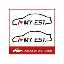 (2 Adet) I Love My Es1 Sticker I Love My Es1 Oto Sticker